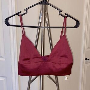 Maroon burgundy deep red silky bralette crop top